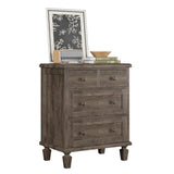 Garvee Vintage Inspired Bedroom Dresser – 4 Drawer Chest – Mid Century Wood Organizer with Carved Handles & Tapered Legs – Large Capacity Storage – Light Gray - Gray