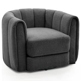 Garvee 360° Swivel Barrel Accent Chair – Stuffed Fleece Upholstery, Cloud-Like Padding, Striped Backrest, Cozy Modern Lounge Armchair for Living Room or Bedroom, Gray - Gray|Teddy Fleece