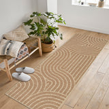 Garvee Modern Bordered Machine Washable Rug,Ultra-Thin Soft Rugs for Bedroom Entryway Living Room - Linen Color