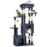 Garvee 61" Multi-Level Cat Tree for Indoor Cats, Heavy-Duty Tower for Large Adult & Maine Coon Cats with Oversized Perch, Dual Condos, Natural Sisal Scratching Posts & Play Toys – Blue - Blue