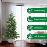 Garvee Pre-Lit Artificial Cypress Christmas Topiary Tree – 4FT Sparse Primitive Norfolk Pine Style with LED Twinkle Lights – Maintenance-Free Faux Greenery for Indoor Home, Office, or Entryway Holiday Décor – Potted – 4FT - with light