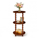 Garvee 3-Tier Round Side Table, Compact End Table/Bedside Table with Storage Shelf - Spiral Support, Wood Legs, Modern Vintage Accent Table for Living Room Bedroom Office, Easy Assembly - Maple Wood - Maple Wood
