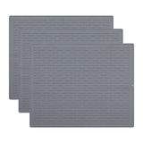 Garvee 3pcs Silicone Dish Drying Mat Set, Multi-Size Grey Kitchen Draining Pad, Heat Resistant, Non-Slip, Fast Drying Mat for Dishes, Utensils, Countertop Protection - Gray