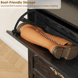 Garvee Slim Rattan Shoe Cabinet for Entryway, Narrow Hidden Shoe Storage w/ Doors, 3 turn Drawers, Adjustable Shelves, Freestanding for Hallway/Closet - Color: Black Wood Grain - Black Wood Grain
