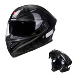 Garvee Full Face Motorcycle Helmet Dual Visor - DOT ABS Shell Adult Motorcycle Helmet for Men Women Off Road Street Bike Motocross ATV, Carbon Black, L - Carbon Black