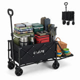 Garvee Collapsible Wagon Cart for Garden & Camping, 220 lb Foldable Utility Wagon with Steel Frame, Weather-Resistant Canopy and Thick Tires