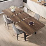 Garvee Rustic Brown Extendable Dining Table 63"-83" for 6-8 People – Industrial Rectangular Kitchen Table – Heavy Duty Metal Frame – Adjustable Length – Farmhouse Style – Brown