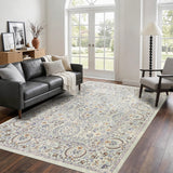 Garvee 5' x 7' Light Green Vintage Persian Floral Area Rug, Washable Non-Slip Low-Pile Carpet for Living Room, Bedroom and Dining Room - Light Green