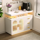 Garvee Modern Sideboard Buffet Cabinet with Storage - 3 Doors & 3 Drawers, Shelves, Freestanding Credenza for Dining Room/Kitchen/Living Room - White