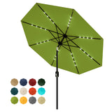 Garvee 9FT Solar LED Patio Umbrella with 32 Lights, Tilt & Crank Outdoor Market Umbrella, UV & Water Resistant, 8 Ribs Sunshade for Garden, Deck, Pool & Table, Green - Green