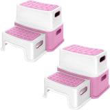Garvee Anti-Slip Kids Step Stool 2 Pack for Bathroom & Kitchen - Toddler Potty Training Aid - Educational Numbers & ABC Design - Child-Friendly Storage Solution - System Default