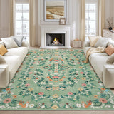 Garvee Washable Floral Runner Rug Soft Kitchen Mat Non Slip Carpet Stain Resistant Laundry Bathroom Rug - Green