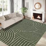 Garvee 6' x 9' Easy Jute Indoor Outdoor Area Rug, Washable Non-Slip Ultra-Thin Faux Jute Rug for Living Room, Dining Room & Patio, Green - Green