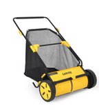 Garvee 30-Inch Push Lawn Sweeper, Manual Grass & Leaf Collector with 10 Cu.Ft Bag, Adjustable Height, 4 Spinning Brushes, Wheel-Driven Yard Sweeper, Black & Yellow