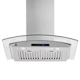 Garvee 30 Inch Wall Mount Range Hood, 450 CFM Stainless Steel & Tempered Glass Vent Hood (35.2" W x 19.6" D) with Gesture Sensing Control & Adjustable Chimney (US Plug, 110V, 51.8 Lbs)