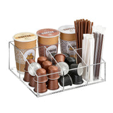 Garvee 7-Compartment Clear Acrylic Coffee Station Organizer – Multi-Section Countertop Rack for Pods, Cups, Lids, Syrup, Tea Bags – Space-Saving Kitchen Storage Caddy – Transparent Color