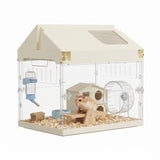 Garvee Acrylic Hamster Cage Starter Kit for Guinea Pigs, Rats, Chinchillas, Hedgehogs, Gerbils, Mice - Chew-Proof Habitat with Platform, Wheel, Water Bottle, Hideout & Bowl - 45.2×31.4×44.1cm