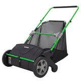 Garvee 21-Inch Push Lawn Sweeper, 3.5 Cu. Ft. Grass and Leaf Collector with 4 Spinning Brushes, Adjustable Height, Black/Green - Black+Green