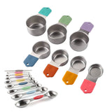 Garvee Magnetic Measuring Cups and Spoons Set – 16-Piece 304 Stainless Steel, Colorful Non-Slip Silicone Handles, 7 Nesting Cups, 8 Spoons, Leveler, Space-Saving, Durable Rustproof Kitchen Gadget, Colorful - Black