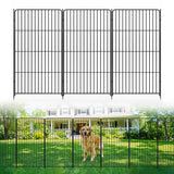 Garvee No-Dig Garden Fence, 36 in x 27 in Black Metal Animal Barrier, 22.1 ft Modular Rustproof Outdoor Fencing with 10 Panels for Lawn, Patio & Garden Beds