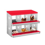 Garvee Wall Mounted Chicken Nesting Box - 6 Compartment Metal Laying Box, Roll Away, Easy Egg Collection, Durable, Orange Red, No Legs - Tangerine Red