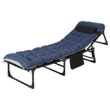 Garvee Portable Camping Cot for Adults, Heavy Duty Folding Bed with Thick Mattress Max 400LBS, Sleeping Cot for Camping, Travel, Home & Guest, Blue & Grey, 200CM - Blue 200Cm