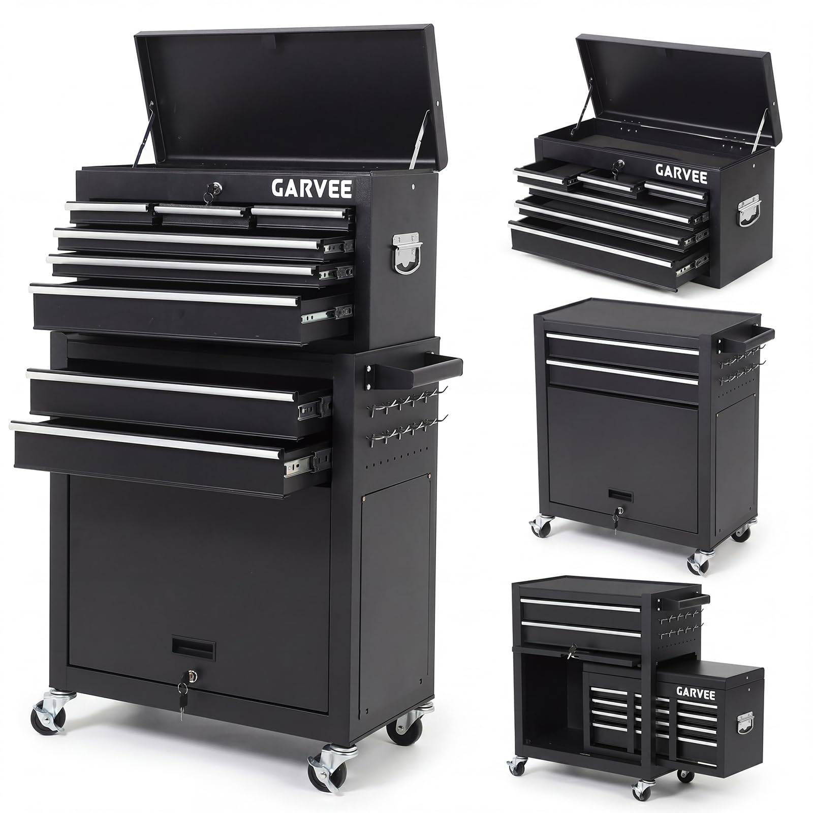 Garvee Heavy Duty 8-Drawer Rolling Tool Chest Cabinet with Lock