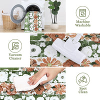 Garvee 8' × 10' 4th of July Patriotic Floral Rug, Sage Green/White/Rust American Flag Washable Area Rug