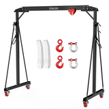 Garvee Adjustable Gantry Crane with Manual Trolley, Hook and Sling Strap, 1 Ton 2200 LBS Capacity, Portable Gantry Crane Height Adjustable 97" to 141" with 12 Positions, for Factories, Warehouses, Constructi