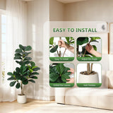 Garvee Realistic Artificial Fiddle Leaf Fig Tree 4FT (120cm) - 77 Lifelike Leaves Faux Ficus Lyrata in 7.8" White Planter with Decorative Stones - Maintenance-Free Indoor Floor Plant for Home, Office, Living Room - Housewarming Gift (White flower stone,