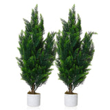 Garvee 3 ft Artificial Cedar Trees Set of 2, Evergreen Fake Pine Topiary Trees with Pot, No Assembly, Outdoor Decorative Faux Plants for Entryway Front Porch Office