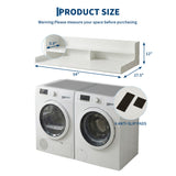 Garvee Heavy Duty MDF Washer Dryer Countertop Shelf Leader, 54" x 27.5" Laundry Organizer - 12" Edge Rails - Non-Slip Pads - Anti-Vibration Mat - Storage & Folding Station - White - White