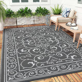 Garvee Outdoor Rug 8x10 Waterproof Reversible Diamond Pattern Plastic Straw Lightweight Foldable with Carry Bag for Patio Porch Camping - Gray