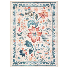 Garvee Washable Floral Area Rug - Non-Slip, Collapsible, Pet Friendly, Easy to Clean Carpet - Ideal for Living Room or Bedroom - Home Decor - Beige, 5x7ft - Beige