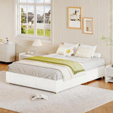 Garvee Twin Size Cloud Bed Frame, Corduroy Upholstered Platform Bed with Wood Legs, Low Profile No Headboard, No Box Spring Needed, Noise Free Easy Assembly, White - White