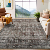 Garvee 4' × 6' Tree of Life Persian Area Rug, Washable Polyester Carpet with Non-Slip Backing for Living Room, Bedroom and Dining Room, Red/Green