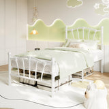 Garvee Twin XL Size Metal Bed Frame, Twin XL Bed Frames for Girls, Platform Bed with Heart-Shaped Design Headboard&Footboard, Heavy-Duty, No Box Spring Needed/Noise-Free/Easy Assembly, White - White