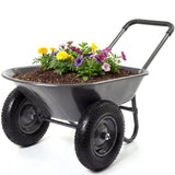 Garvee Wheelbarrow Garden Cart, 2-Wheel Heavy-Duty Utility Cart with Built-In Stand, Gray, for Home Garden and Yard Work - Grey