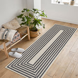 Garvee Modern Geometric Easy Jute Rug, Non-Slip Non Shedding Thin Indoor Outdoor Rug, Boho Farmhouse Washable Area Rug for Front Porch Bedroom Patio - Biege Black