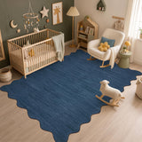 Garvee 5' × 7' Solid Border Area Rug, Machine Washable Non-Slip Low-Pile Stain-Resistant Soft Rug for Living Room, Bedroom & Dining Room, Navy - Navy