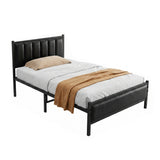 Garvee Modern Sturdy Metal Bed Frame Twin Size Platform with Headboard - Durable Steel for Bedroom - Minimalist Design - Black Single 197×95×96 cm - Black