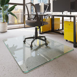 Garvee 36" × 46" Rounded Edge Anti-Burst Tempered Glass Chair Mat, 1/5" Thick Heavy-Duty Office Chair Floor Protector, White - White