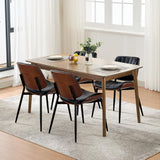 Garvee Dining Chairs Set of 2 - Mid Century Modern Upholstered Retro PU Leather Kitchen Chairs with Walnut Bentwood Back and Metal Legs, Black