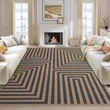 Garvee 5' × 7' Washable Foldable Non-Slip Geometric Border Rectangular Rug, Ultra-Soft Low-Pile Charcoal/Natural Rug for Hallway Kitchen - Charcoal/Natural