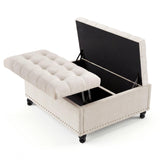 Garvee 36" Large Square Storage Ottoman, Lift Top Storage Ottoman Coffee Table with Tufted Upholstery and Wood Legs, Ottoman with Storage for Living Room, Bedroom, 44.6 Gallon, 300 Lbs, Beige - Beige