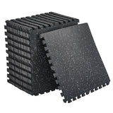Garvee 0.56" Thick Interlocking Gym Floor Mats, 24"x24" Rubber Top EVA Foam Puzzle Tiles (12 Pack, 48 Sq Ft), SGS Certified Non-Toxic Exercise Flooring for Treadmill & Weightlifting - Black/Gray - Gray