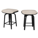 Garvee Set of 2 Swivel Bar Stools - 26-Inch Counter Height Backless Saddle Seats - 360° Rotating Bentwood Frame, Velvet Upholstered Cushion, Footrest - Modern Kitchen Island & Home Bar - Black Legs (Chair legs black, velvet, American height footrest) - Black