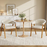 Garvee Set of 2 Upholstered Dining Chairs with Arms – Modern Farmhouse Style – Solid Wood Legs, Curved Backrest – Chenille Fabric Accent Armchairs for Dining Room, Kitchen, Living Room – off pale color - Chenille - 2pcs - Beige