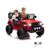 Garvee 24V Ride on Toys for Big Kids, 2-Seater Electric Ride on Car Truck with Remote Control, Four-Wheel Shock Absorbers, 4 Mph Max Speed, Music, LED Lights for Boys Girls, Red - Red