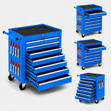 Garvee 24-Inch Rolling Tool Chest with Wheels, 7-Drawer Tool Storage Cabinet - Lockable Portable Tool Cart with Drawer Liners for Garage, Workshop, Auto Repair, Warehouse, Color: Blue